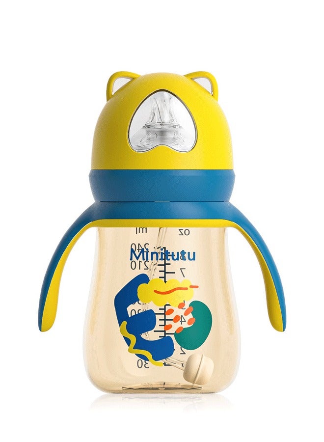 Minitutu Baby Feeding Bottle 240ml(8oz) With Handle, Closer to Nature Baby Bottle, 6M+ - Image 1