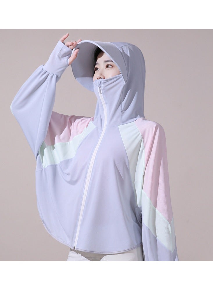 NIBEMINENT Cooling UV Protection Clothing Sun Protection Hoodie Jacket Full Zip Sun Long Sleeve Breathable Cycling Shirt Lightweight Hoodie Zipper Outdoor Jacket for Women One Size  - Image 1