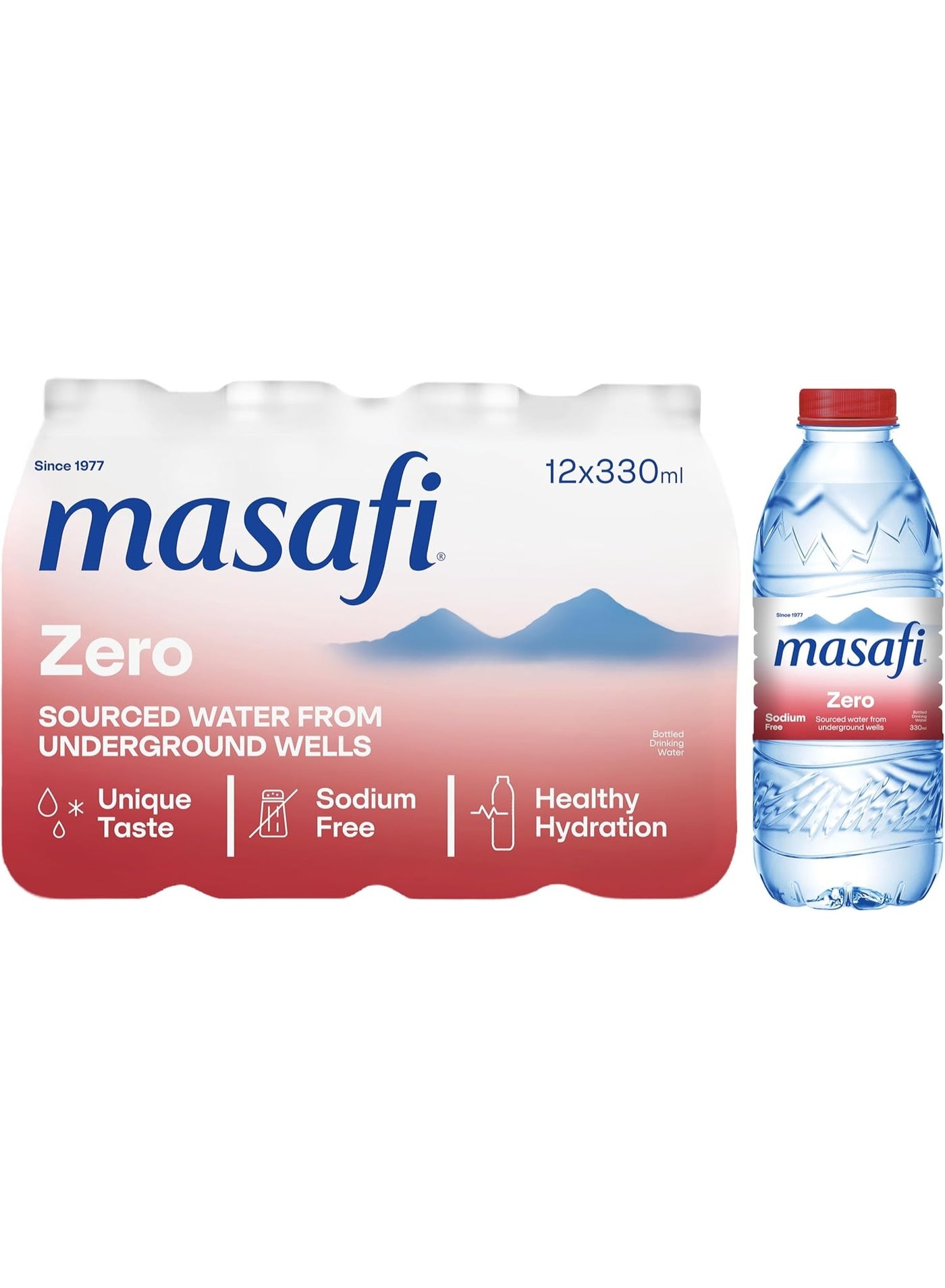 Masafi Zero Sodium Natural Drinking Water 12 Pcs X 330 ML