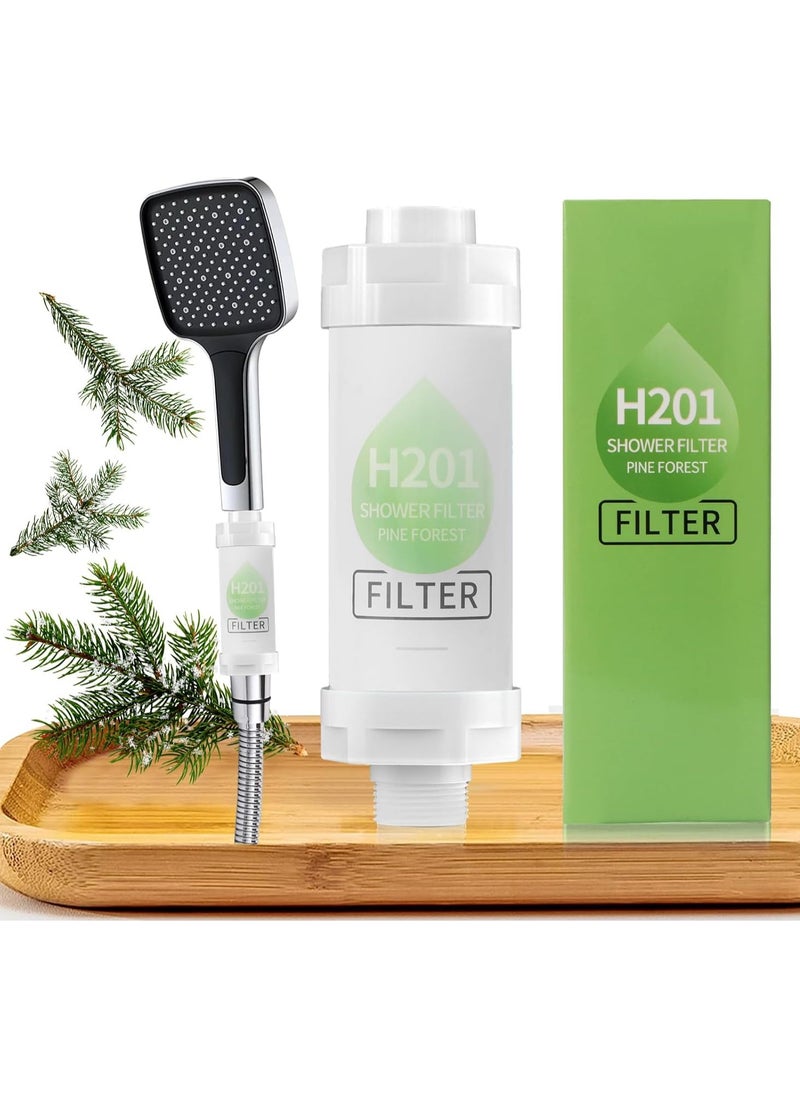 H201 Shower Head Filter - Vitamin C Shower Infuser , Hard Water Softener, Chlorine & Fluoride Shower Filter, Water Purifying Filtered Shower Head with Beads, Helps Dry Skin & Hair Loss  - Image 1