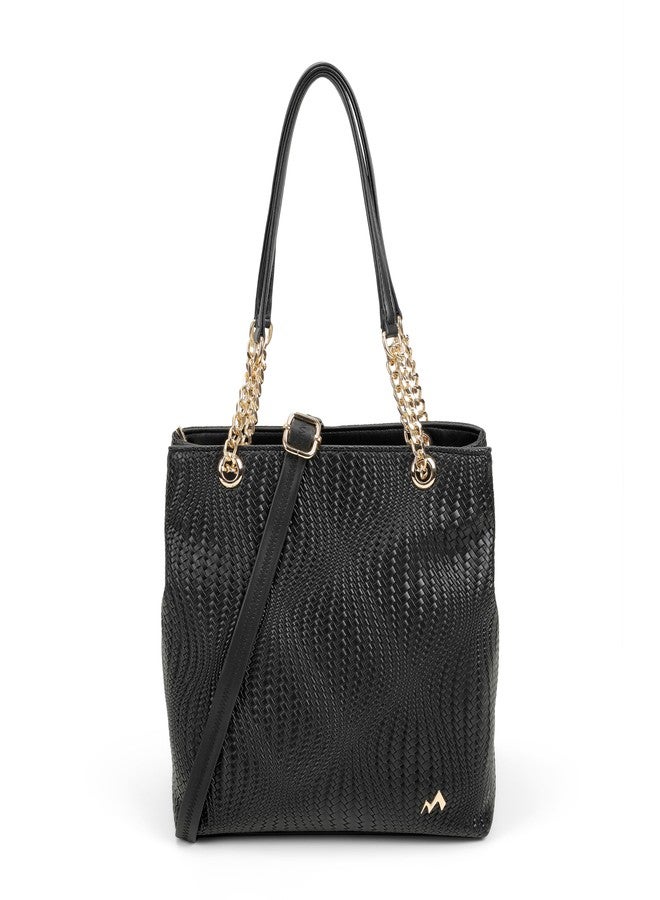 Metro Women Black Casual PU Soft Body Zipper closure Solid Satchels with 5 Pocket and 2 compartments(66-352) - Image 1
