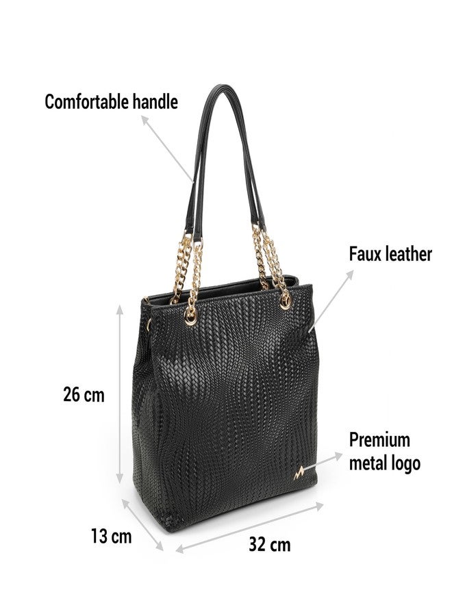 Metro Women Black Casual PU Soft Body Zipper closure Solid Satchels with 5 Pocket and 2 compartments(66-352) - Image 3