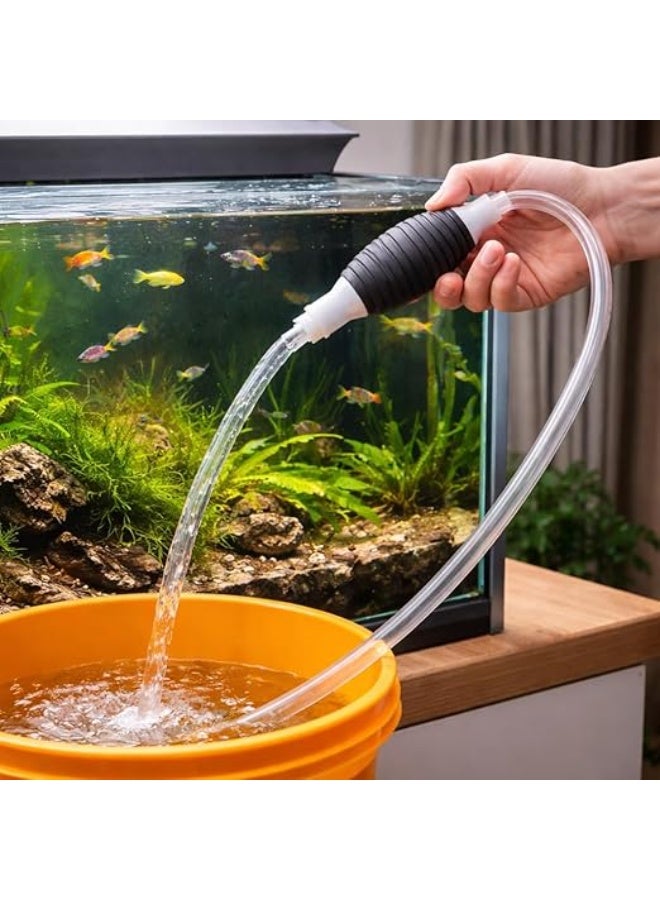 مضخة يدوية لنقل السوائل، طقم خرطوم شفط يدوي، مستخرج سوائل الوقود والماء والزيت مع مشابك أنبوب مرنة، أداة محمولة سهلة التحكم في التدفق للاستخدام في حالات الطوارئ في المرآب أو حوض السمك - Image 1