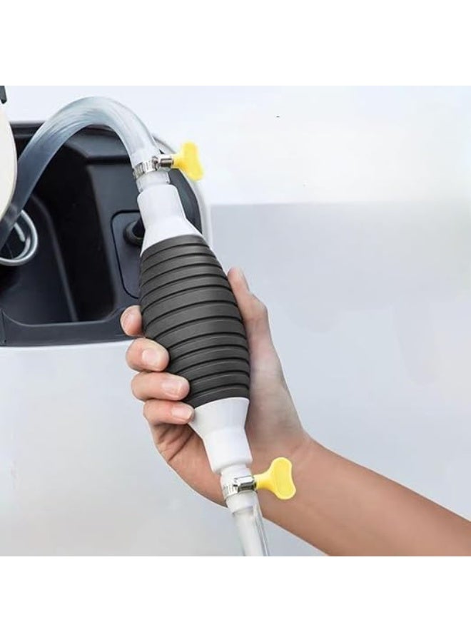 مضخة يدوية لنقل السوائل، طقم خرطوم شفط يدوي، مستخرج سوائل الوقود والماء والزيت مع مشابك أنبوب مرنة، أداة محمولة سهلة التحكم في التدفق للاستخدام في حالات الطوارئ في المرآب أو حوض السمك - Image 3