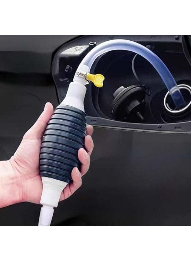 مضخة يدوية لنقل السوائل، طقم خرطوم شفط يدوي، مستخرج سوائل الوقود والماء والزيت مع مشابك أنبوب مرنة، أداة محمولة سهلة التحكم في التدفق للاستخدام في حالات الطوارئ في المرآب أو حوض السمك - Image 2