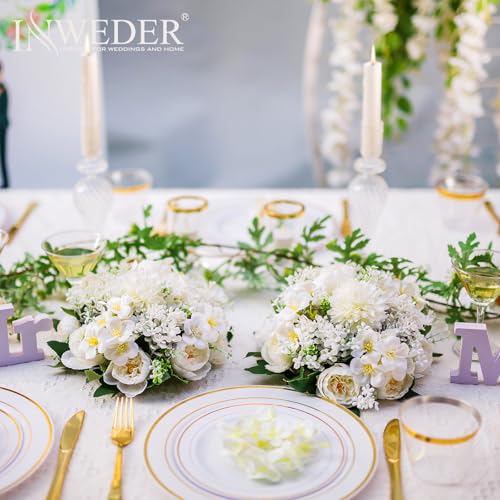 Inweder Flower Balls Centerpieces for Tables: 10 PCS White Flowers for Centerpieces Floral Arrangements Centerpiece for Wedding Party Celebration Home - Image 2