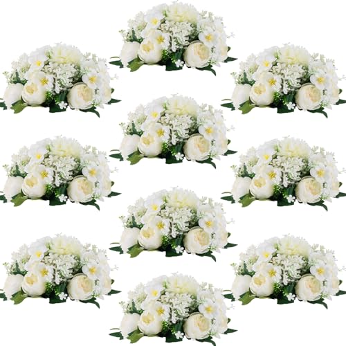 Inweder Flower Balls Centerpieces for Tables: 10 PCS White Flowers for Centerpieces Floral Arrangements Centerpiece for Wedding Party Celebration Home - Image 1