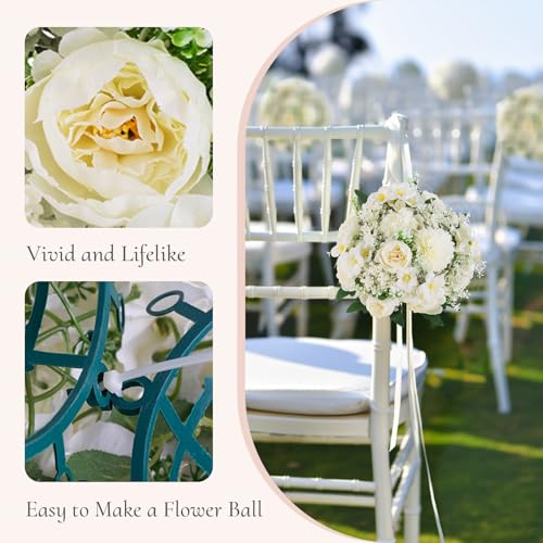 Inweder Flower Balls Centerpieces for Tables: 10 PCS White Flowers for Centerpieces Floral Arrangements Centerpiece for Wedding Party Celebration Home - Image 5