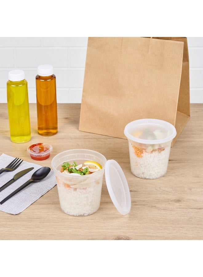 Restaurantware Asporto 24 Ounce To Go Boxes, 100 Microwavable Round Soup Containers - Clear Plastic Lids Included, Do Not Contain BPA, Clear Plastic Soup Containers, Disposable - Image 4