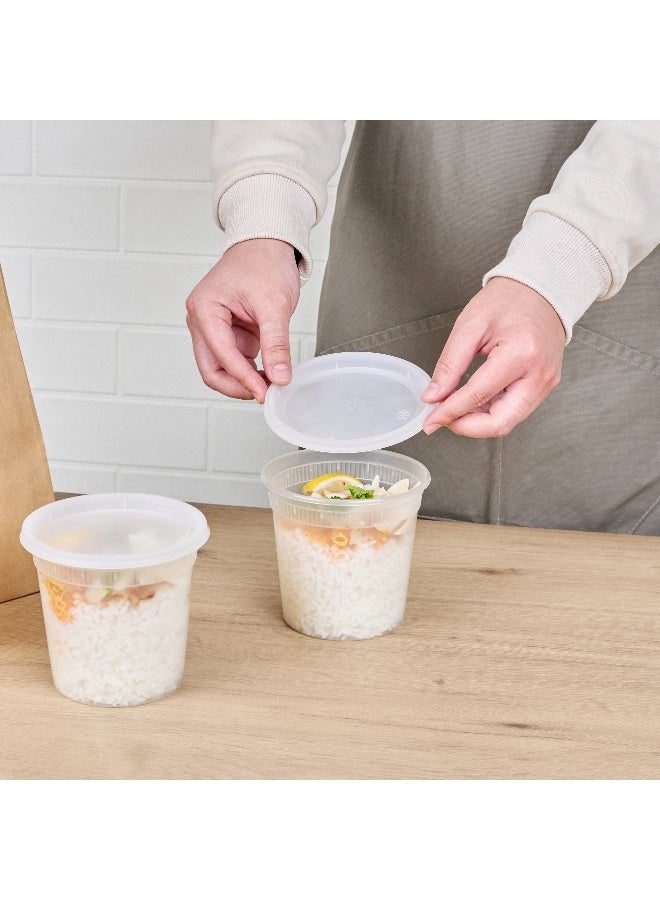 Restaurantware Asporto 24 Ounce To Go Boxes, 100 Microwavable Round Soup Containers - Clear Plastic Lids Included, Do Not Contain BPA, Clear Plastic Soup Containers, Disposable - Image 5
