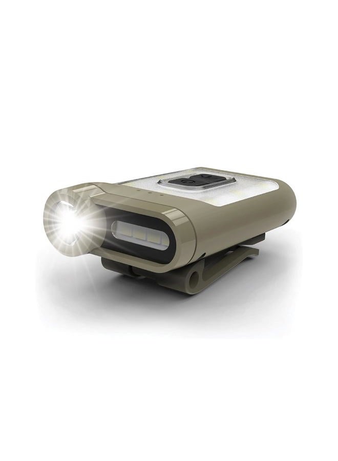 Claymore Capon 65A+ (Tan) - LED Rechargeable Clip-On Cap Headlamp, Lightweight Hat Light for Camping, Running, Hiking, Emergency & Industrial Use, Waterproof, USB-C, Up to 19 Hours of Battery Life. - Image 1