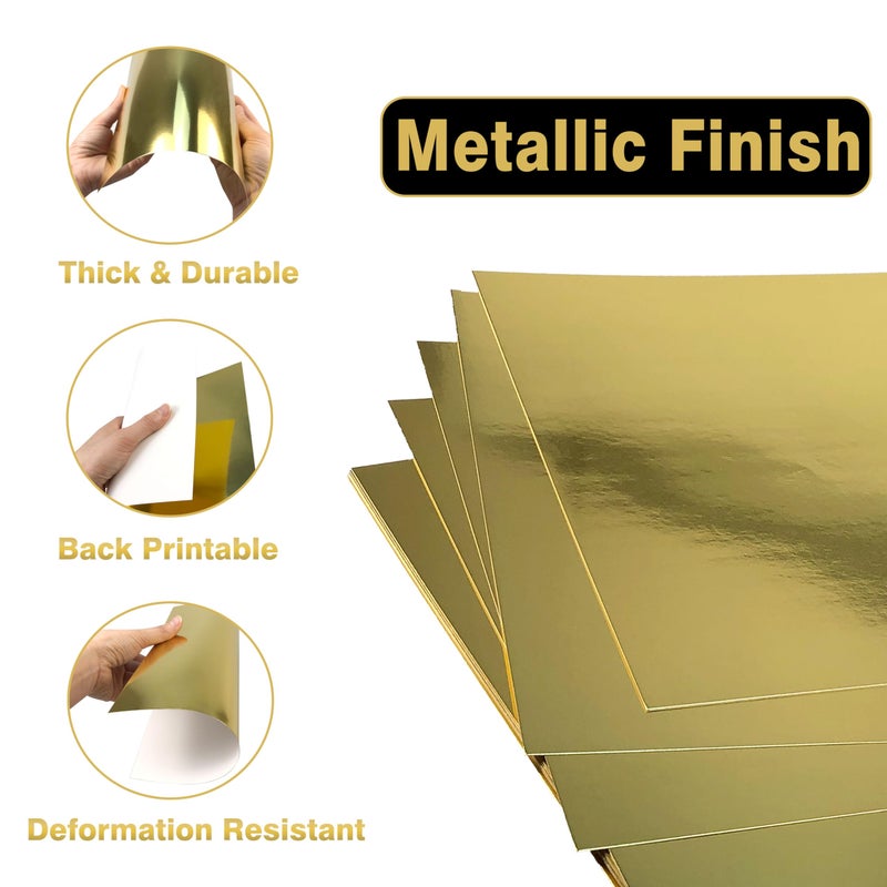 Erilano Gold Cardstock Paper 8.5x11 inch, 20 Sheets Premium 92lb/250GSM Metallic Mirror Finish for Wedding Invitations, Card Making, Certificates, Scrapbooking, Party Decorations ï»¿ - Image 3