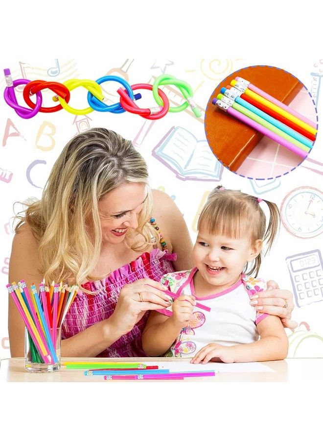 OJYUDD 48 Pcs Flexible Soft Pencilcolorful Bendy Pencilmagic Bendable Pencil With Eraser For Kids Gifts And Reward - Image 5