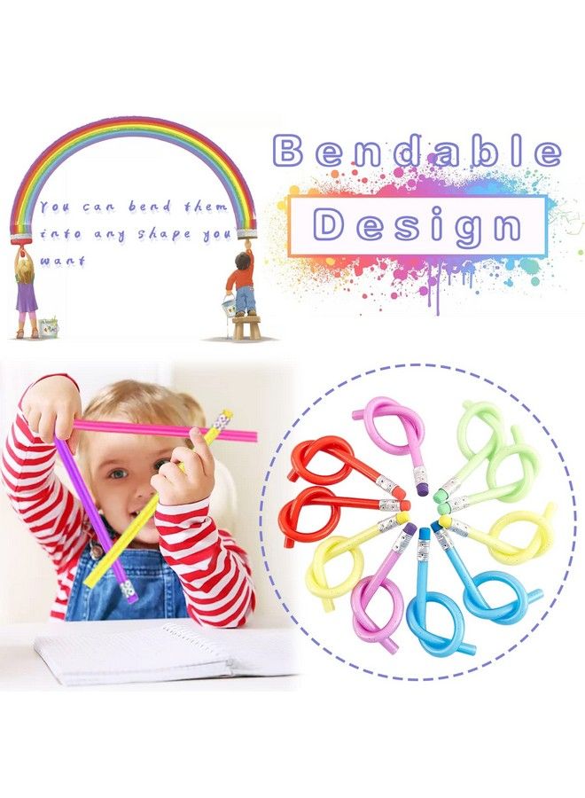 OJYUDD 48 Pcs Flexible Soft Pencilcolorful Bendy Pencilmagic Bendable Pencil With Eraser For Kids Gifts And Reward - Image 4