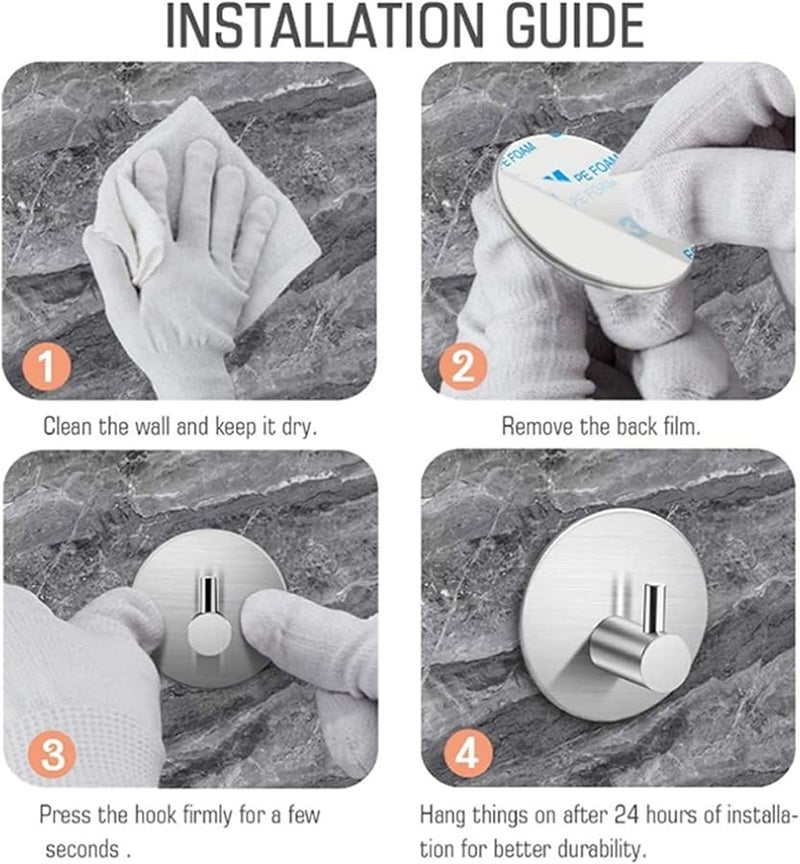 304 هوك حائط من الفولاذ المقاوم للصدأ أسود 6 قطع حمام مطبخ شماعات معاطف مناشف - Image 3