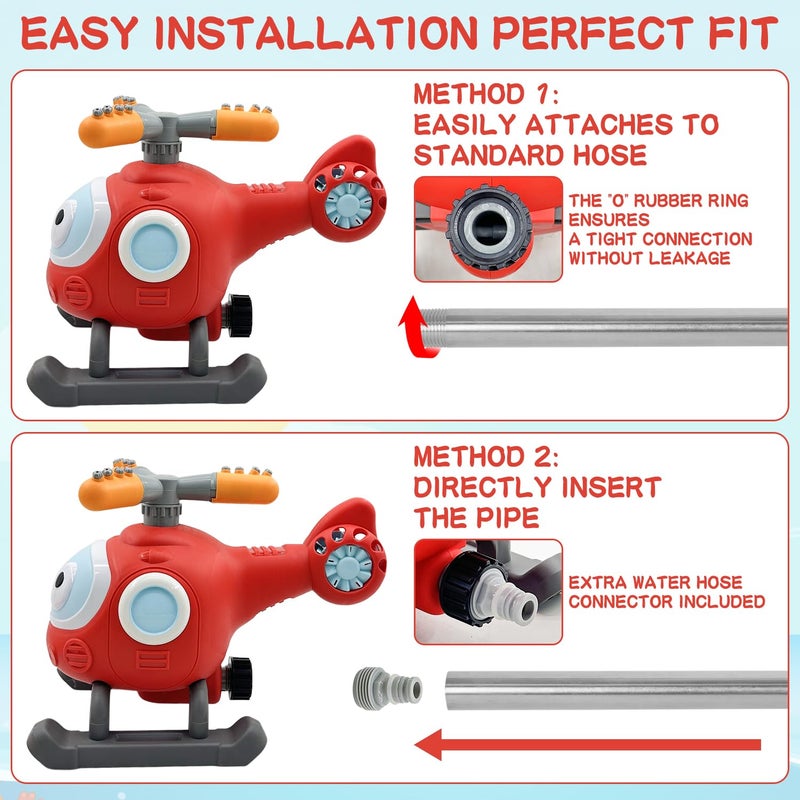 JIMI 2 in 1 Water Sprinklers T Ball Set for Kids and Toddlers  Baseball Sprinkler for Backyard Helicopter Toy  Attaches to Garden Hose Summer Pool Outdoor Water Toy - Image 3