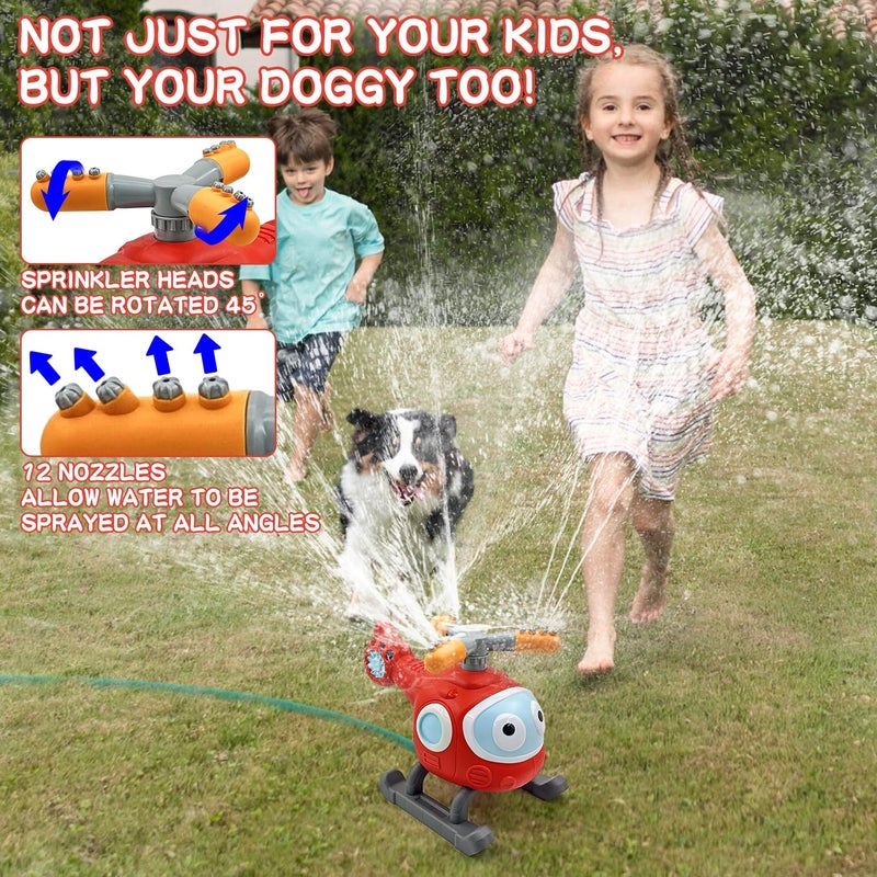 JIMI 2 in 1 Water Sprinklers T Ball Set for Kids and Toddlers  Baseball Sprinkler for Backyard Helicopter Toy  Attaches to Garden Hose Summer Pool Outdoor Water Toy - Image 4