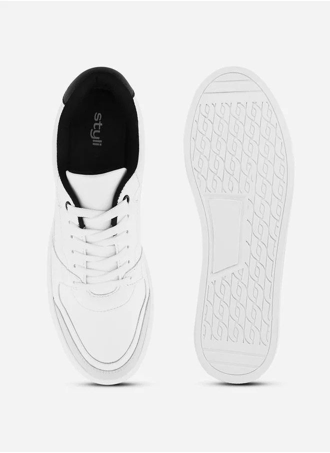 Styli Platform Sole Lace Up Color Block Sneakers