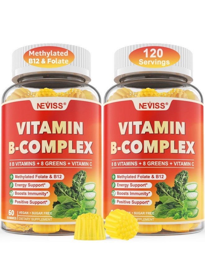 NEVISS Vitamin B-Complex Gummy Supplements, with Vitamin B12, B7 as Biotin, B6, B3 as Niacin, B5, B6, B8, B9, VC, Zinc for Stress, Healthy Immune System and Energy - Sugar Free, Vegan, 120 Count - Image 1