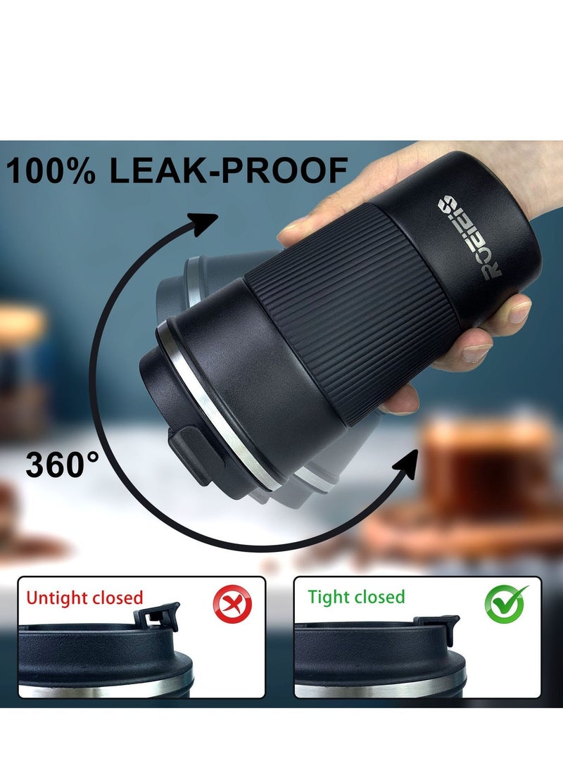 ROEIEIS Coffee Mug 510ml Vacuum Reusable Leakproof Double Wall Coffee Cup Insulation Stainless Steel Eco-Friendly Travel Office Tumbler for Hot  Tea and Cold Drinks - Image 2