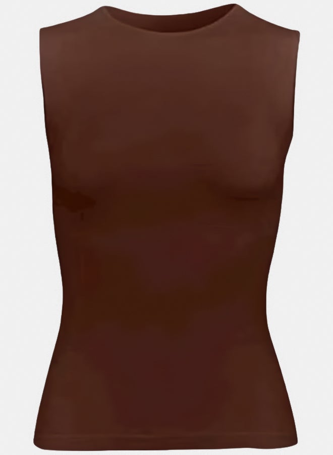 Silvy Lycra Bianca Top Sleeveless Round Neck For Women - Image 1