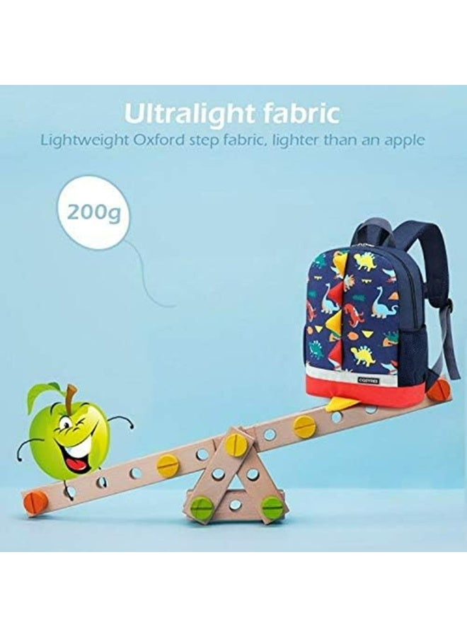 Preschool Rucksack with Safety Leash & Chest Strap, Breathable Mesh Dinosaur Backpack for Boys Girls Ages 2-5 (Dark Blue) - Image 4