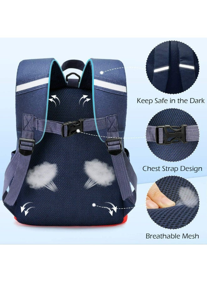 Preschool Rucksack with Safety Leash & Chest Strap, Breathable Mesh Dinosaur Backpack for Boys Girls Ages 2-5 (Dark Blue) - Image 2