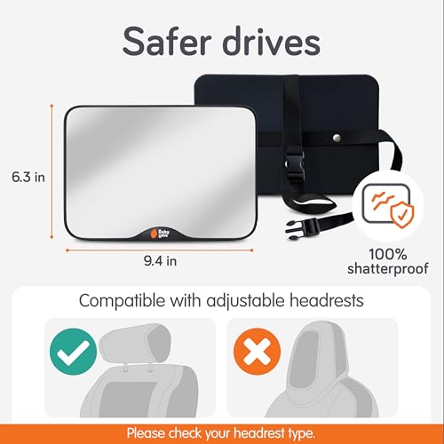 Baby Uma Baby Car Mirror (2 Pack) + Baby On Board Signs for Car - Clear-View Shatterproof Mirror, Easy On 'n Off with Stay-Put Buckles, Newborn Essentials (9.4 x 6.4 in) - Image 4