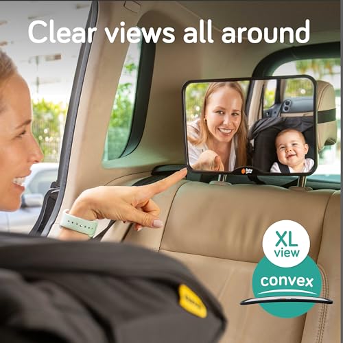 Baby Uma Baby Car Mirror (2 Pack) + Baby On Board Signs for Car - Clear-View Shatterproof Mirror, Easy On 'n Off with Stay-Put Buckles, Newborn Essentials (9.4 x 6.4 in) - Image 3