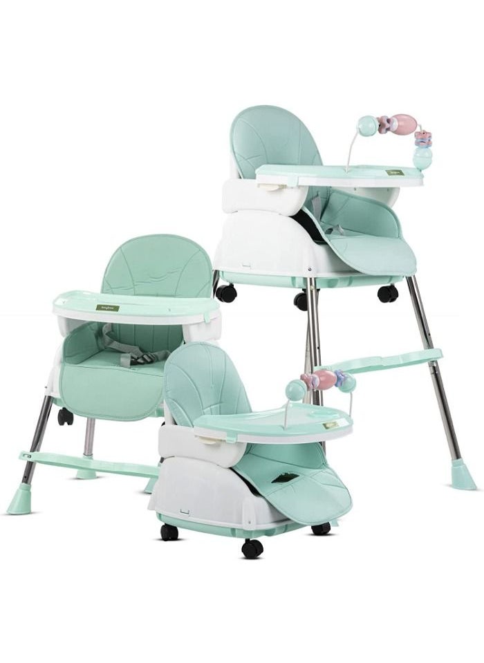Generic - High chair 4 * 1 with 3 adjustable height levels, a footrest, a padded seat and a strong reinforcement, with a food tray with amusing games to attract attention, a safety belt, strong legs C006 - Image 1