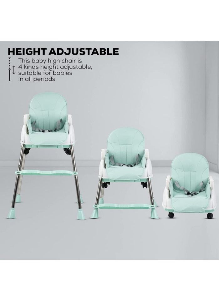 Generic - High chair 4 * 1 with 3 adjustable height levels, a footrest, a padded seat and a strong reinforcement, with a food tray with amusing games to attract attention, a safety belt, strong legs C006 - Image 1