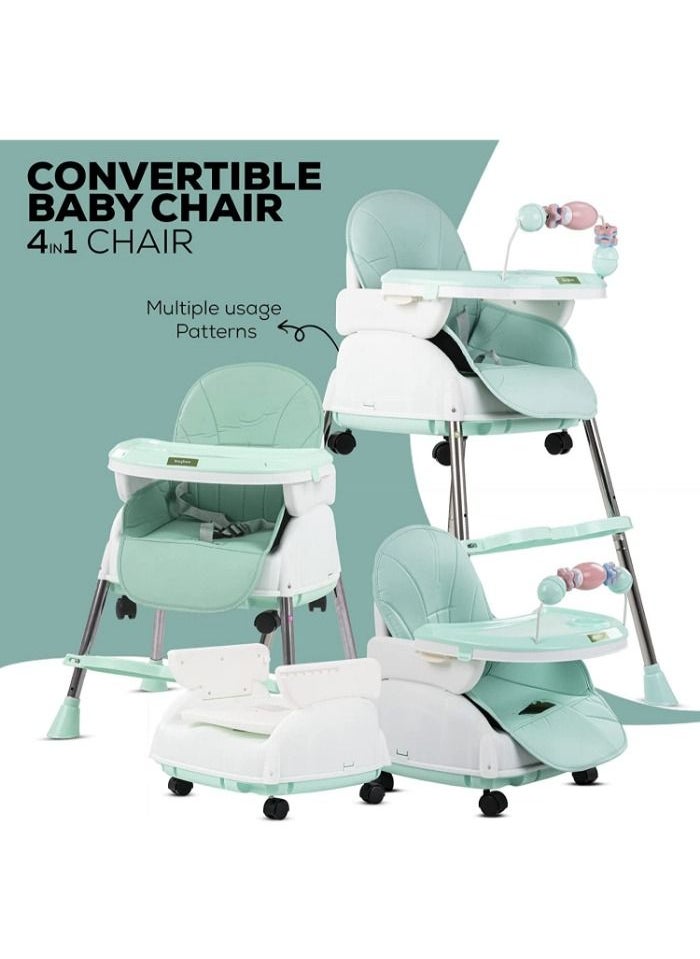 Generic - High chair 4 * 1 with 3 adjustable height levels, a footrest, a padded seat and a strong reinforcement, with a food tray with amusing games to attract attention, a safety belt, strong legs C006 - Image 1