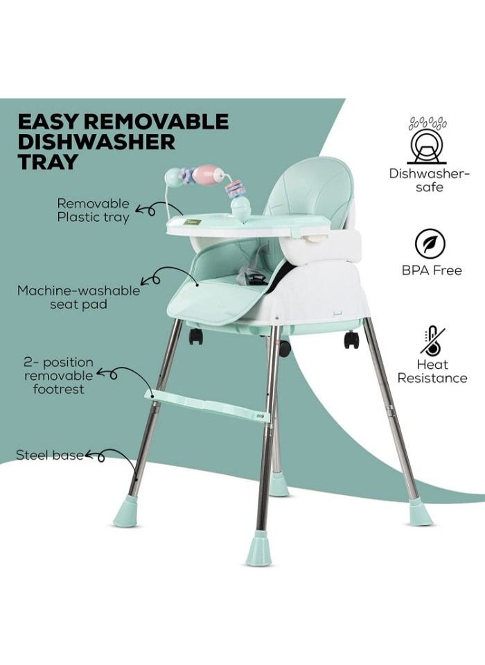 Generic - High chair 4 * 1 with 3 adjustable height levels, a footrest, a padded seat and a strong reinforcement, with a food tray with amusing games to attract attention, a safety belt, strong legs C006 - Image 1