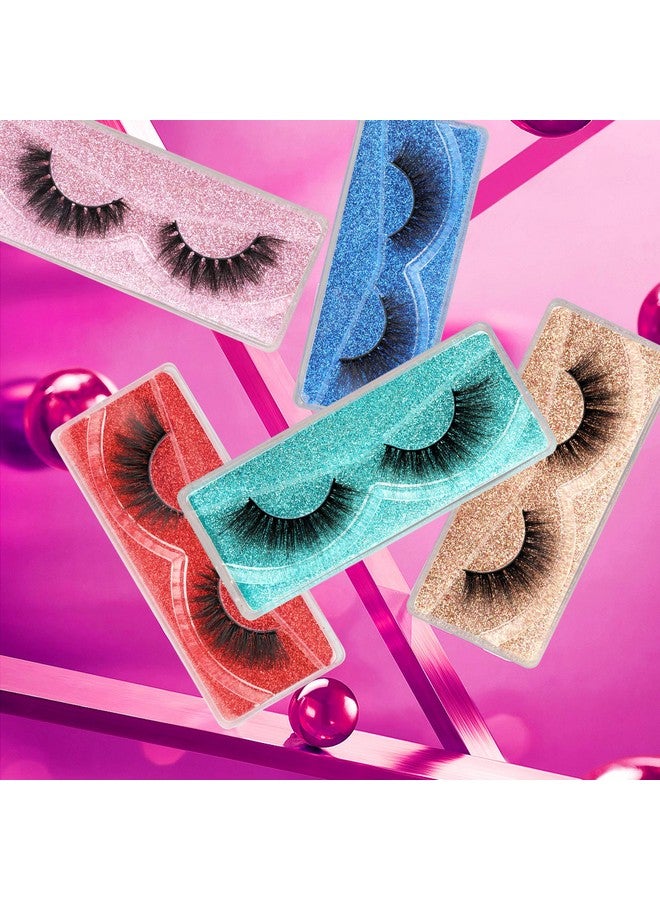 Pawotence False Eyelashes Wispy 18Mm Natural 3D Faux Mink Lashes Pack 10 Pairs 10 Styles Mixed Soft Reusable Fake Eyelashes Bulk With Glitter Portable Boxes - Image 3