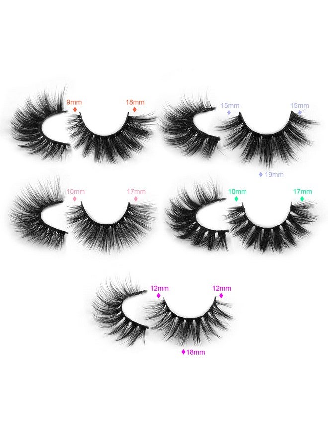 Pawotence False Eyelashes Wispy 18Mm Natural 3D Faux Mink Lashes Pack 10 Pairs 10 Styles Mixed Soft Reusable Fake Eyelashes Bulk With Glitter Portable Boxes - Image 5