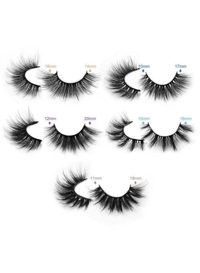 Pawotence False Eyelashes Wispy 18Mm Natural 3D Faux Mink Lashes Pack 10 Pairs 10 Styles Mixed Soft Reusable Fake Eyelashes Bulk With Glitter Portable Boxes - Image 4