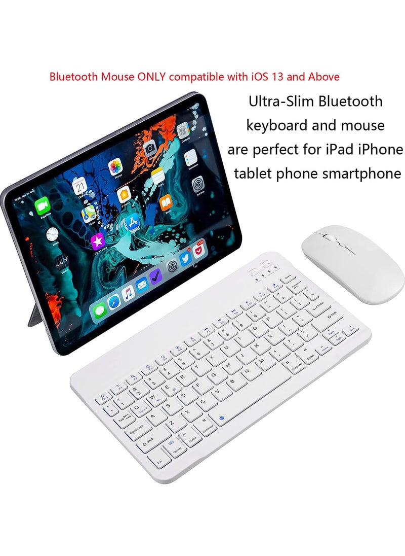 Rock Pow - Ultra-Slim Bluetooth Keyboard and Mouse Combo Rechargeable Portable Wireless Keyboard Mouse Set for Apple iPad iPhone iOS 13 and Above Samsung Tablet Phone Smartphone Android Windows - Image 1