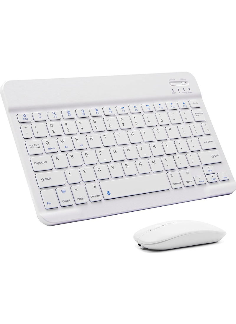 Rock Pow - Ultra-Slim Bluetooth Keyboard and Mouse Combo Rechargeable Portable Wireless Keyboard Mouse Set for Apple iPad iPhone iOS 13 and Above Samsung Tablet Phone Smartphone Android Windows - Image 1