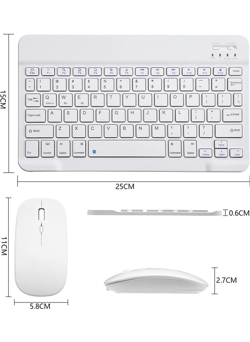 Rock Pow - Ultra-Slim Bluetooth Keyboard and Mouse Combo Rechargeable Portable Wireless Keyboard Mouse Set for Apple iPad iPhone iOS 13 and Above Samsung Tablet Phone Smartphone Android Windows - Image 1