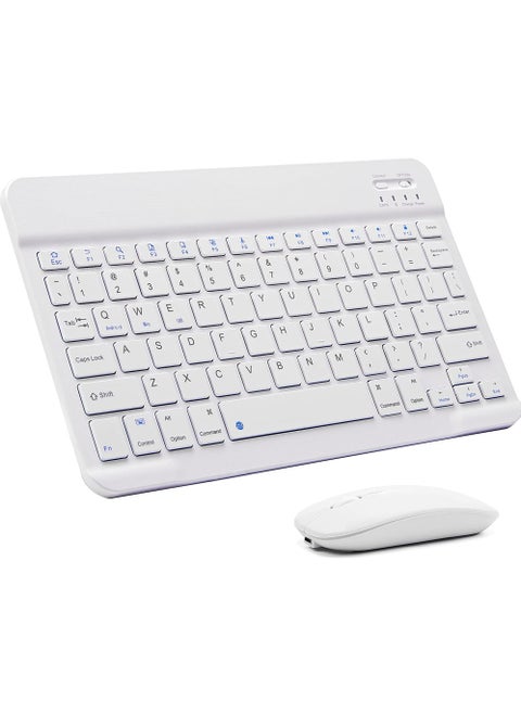 Ultra-Slim Bluetooth Keyboard and Mouse Combo Rechargeable Portable Wireless Keyboard Mouse Set for Apple iPad iPhone iOS 13 and Above Samsung Tablet Phone Smartphone Android Windows