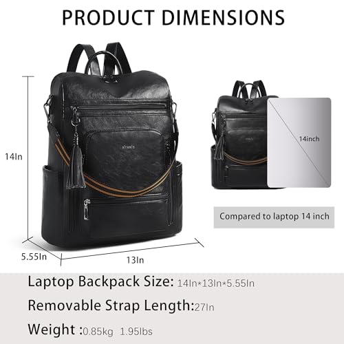 Shrrie Vegan Leather Laptop Backpack for Women 15.6 inch Work Backpack Fashion Travel Backpack Purse for Business College - Image 3
