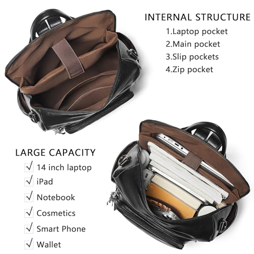 Shrrie Vegan Leather Laptop Backpack for Women 15.6 inch Work Backpack Fashion Travel Backpack Purse for Business College - Image 4