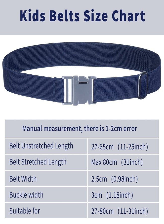 Kajeer Boy Kids Belt, Toddler Elastic Belts, Easy Clasp Adjustable Child Zinc Alloy Buckle Belt for Boys Girls 2 PCS (Navy Blue/Black) - Image 2