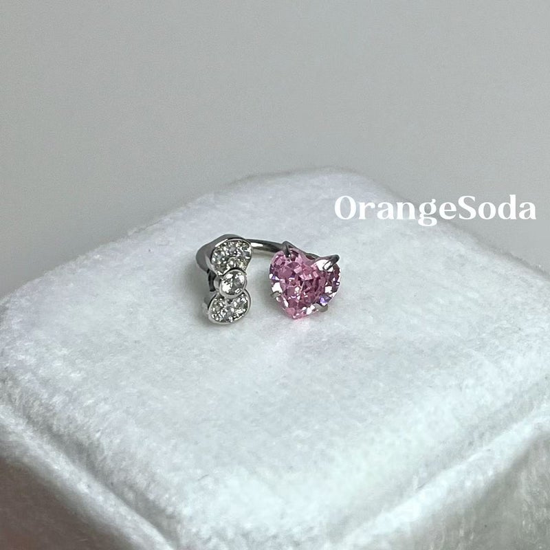 Pink Shining Bow Screw Screw Buckle Ear Bone Nail Fashion Hip Hop Internet Celebrity Elegant Horseshoe Nail - Image 3