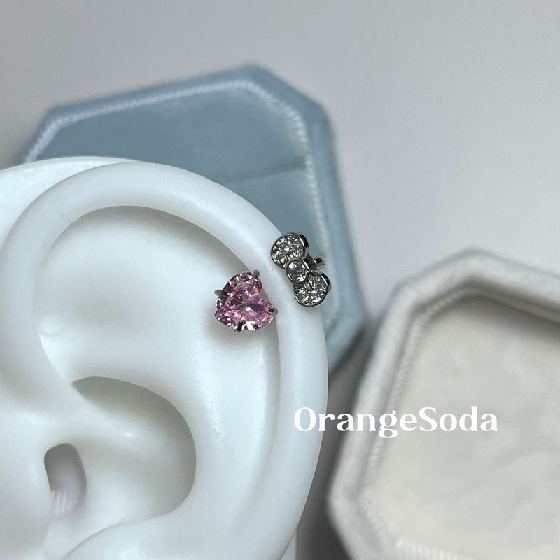 Pink Shining Bow Screw Screw Buckle Ear Bone Nail Fashion Hip Hop Internet Celebrity Elegant Horseshoe Nail - Image 5