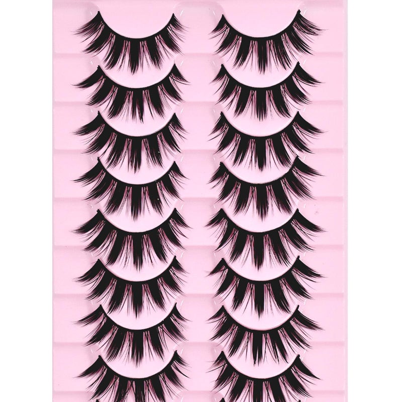 AUGENLI 10 Pairs Manga Lashes Anime Cosplay Lashes Spiky Manga Style Lashes Janpanese 16mm Extension Natural Manhua Doll Eye Lashes Halloween/Party Makeup Look by AUGENLI (A3) - Image 3