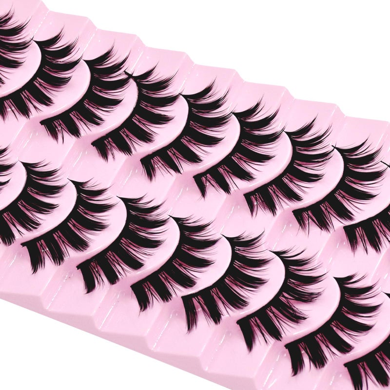 AUGENLI 10 Pairs Manga Lashes Anime Cosplay Lashes Spiky Manga Style Lashes Janpanese 16mm Extension Natural Manhua Doll Eye Lashes Halloween/Party Makeup Look by AUGENLI (A3) - Image 4