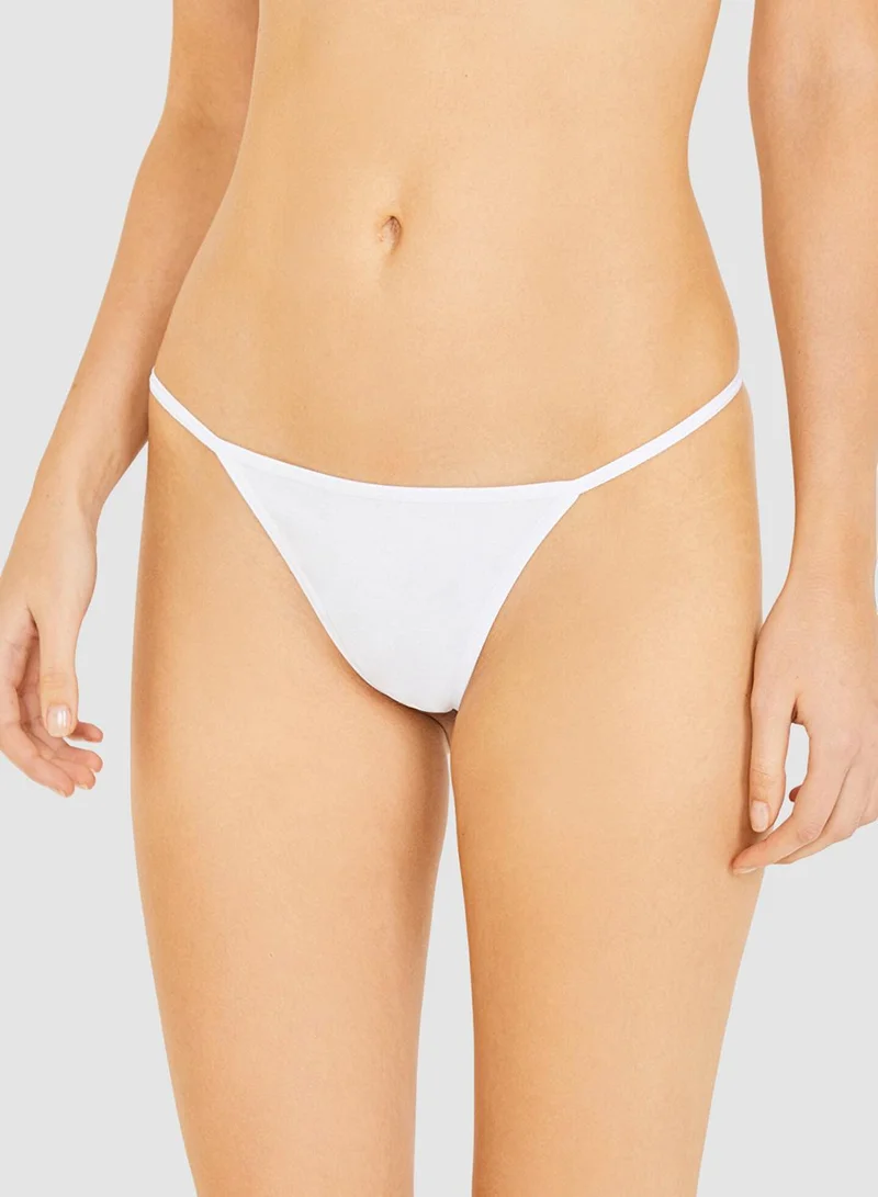 Penti Basic White Cotton Thong Panties