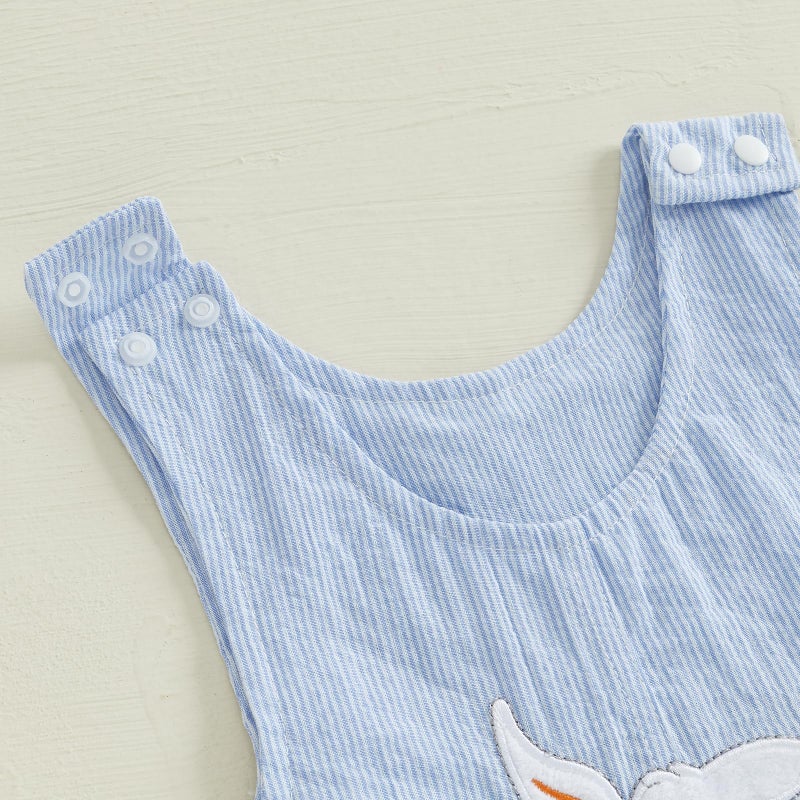 Thilsidee Infant Baby Boy Girl Easter Rabbit Jumpsuit Sleeveless Straps Romper Bib Pants One Piece Overalls Plaid Outfit (US, Age, 18 Months, 24 Months, C-Blue) - Image 4