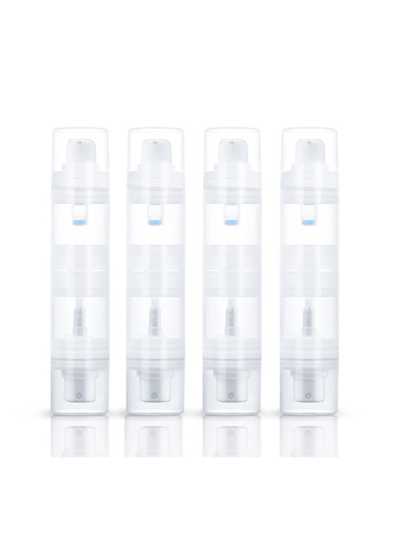 4 Pack Double Head Cosmetic Vacuum Bottle Plastic Airless Pump Lotion Container Dispenser Fine Mist Spray Bottle for Emulsion Cream Essence Perfume Toiletries, 10ml+10ml (Clear)